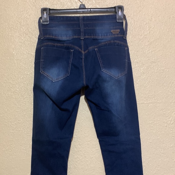 Bamboo Jeans Denim Blue Dark Wash Skinny  Mid Rise Stretchy Junior Size 1 - Picture 11 of 16